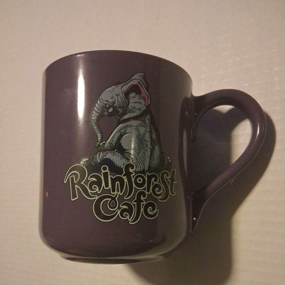Vintage 2000 Rainforest Cafe Tuki Makeeta Elephant 20 Oz Purple Mug